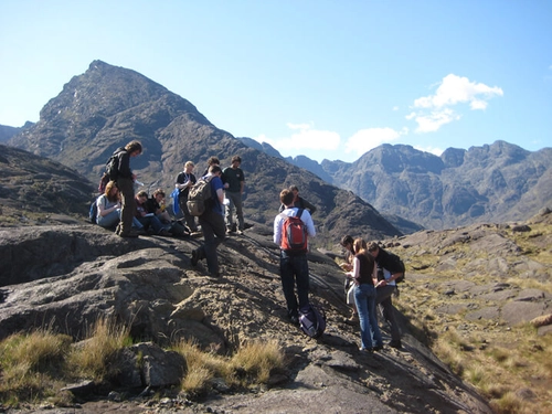 Geology field trip in the side of a mountain