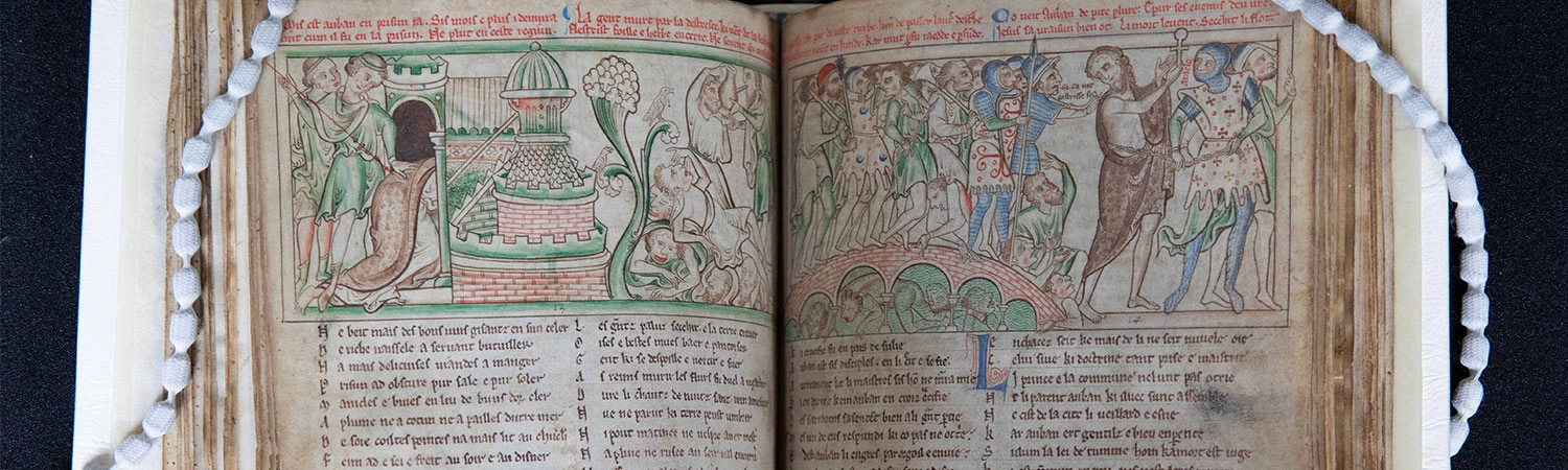 a medieval manuscript page with set of beads