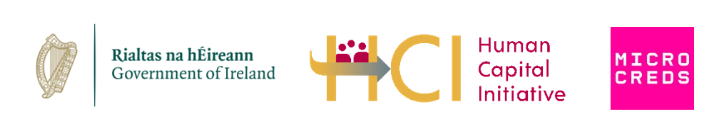 HCI, Government of Ireland and MicroCreds logos